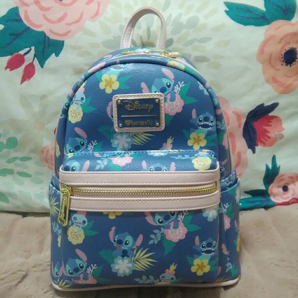 NWT Loungely Disney Stitch Floral Mini Backpack